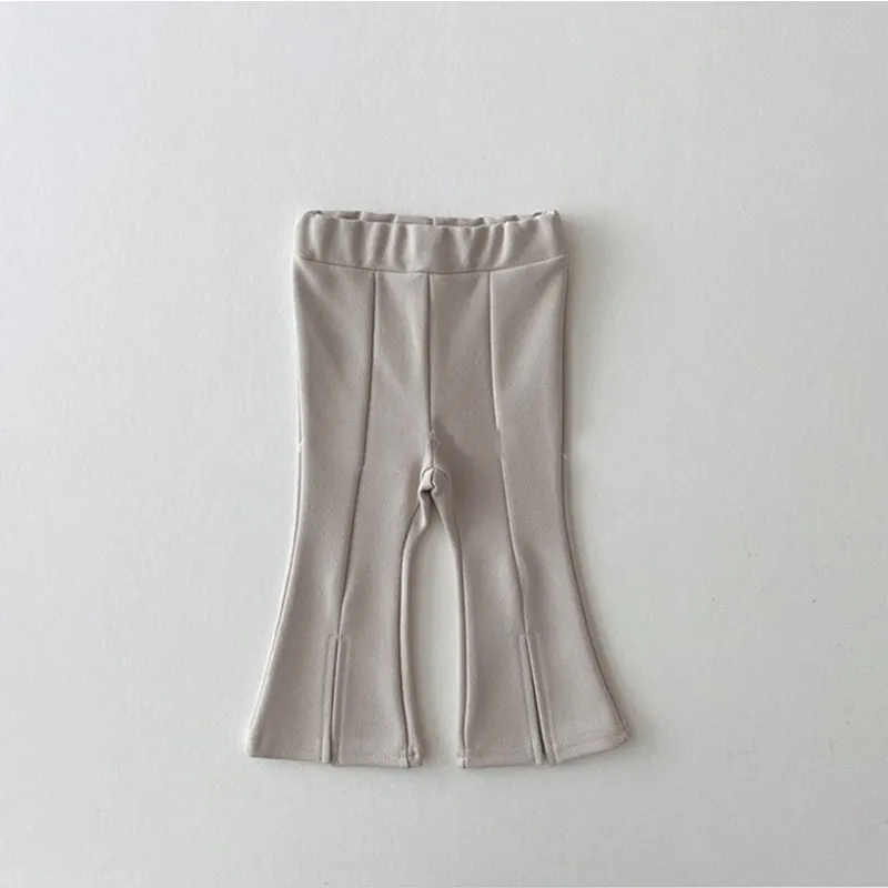 Girls Solid Color Flared Pants