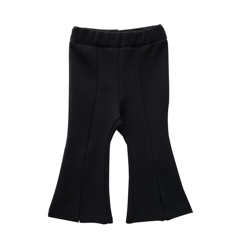 Girls Solid Color Flared Pants