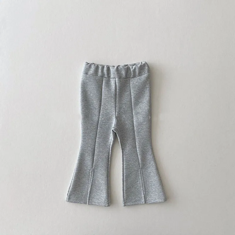 Girls Solid Color Flared Pants