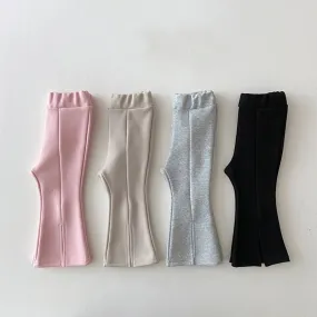 Girls Solid Color Flared Pants