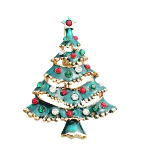 Green Christmas Tree Brooch