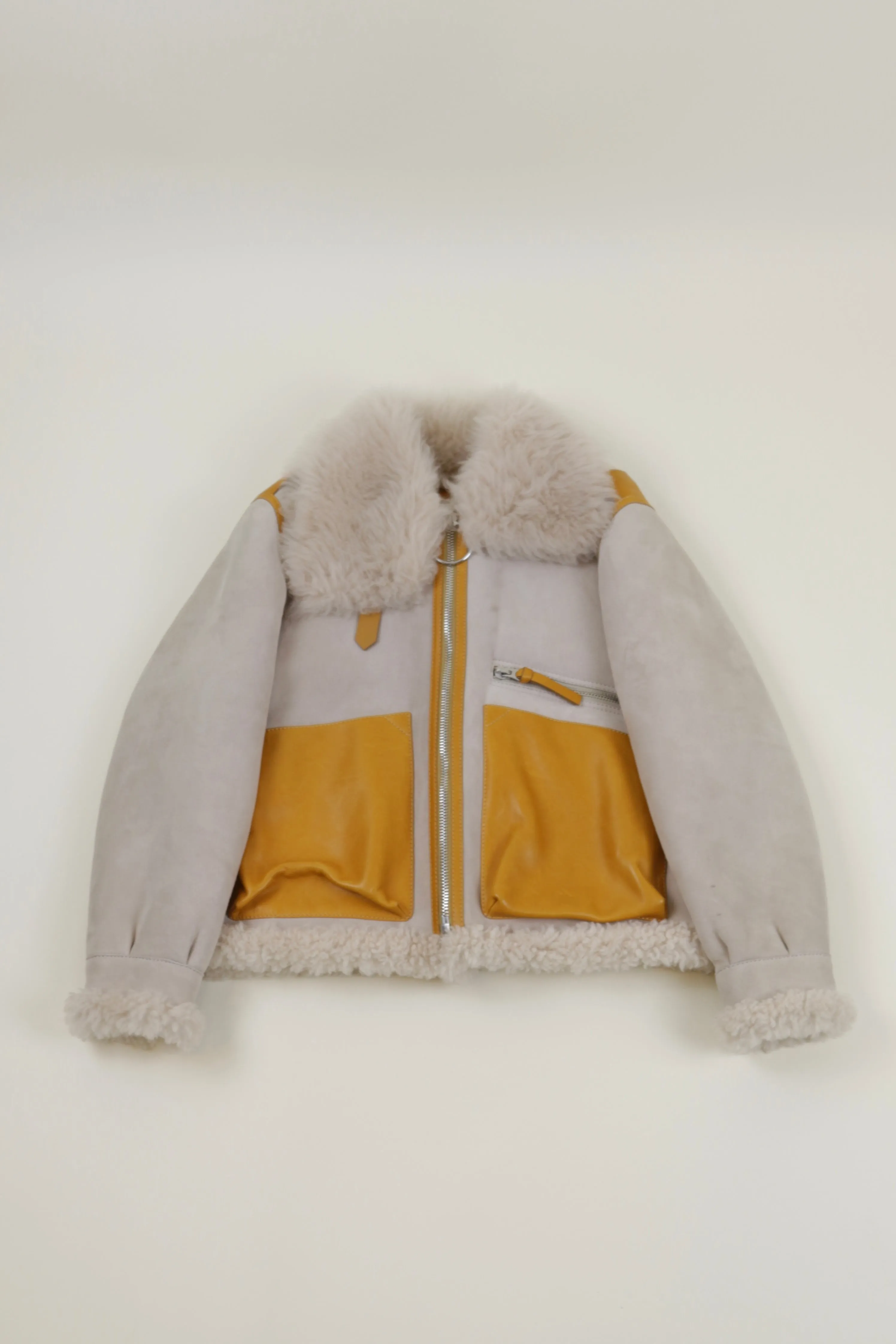 Grey & Yellow Shearling Lore Jacket