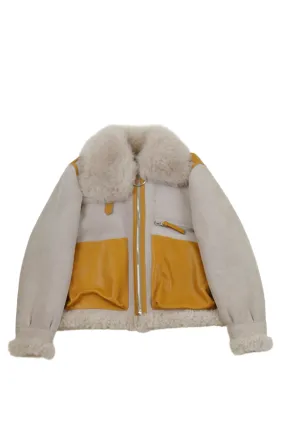 Grey & Yellow Shearling Lore Jacket