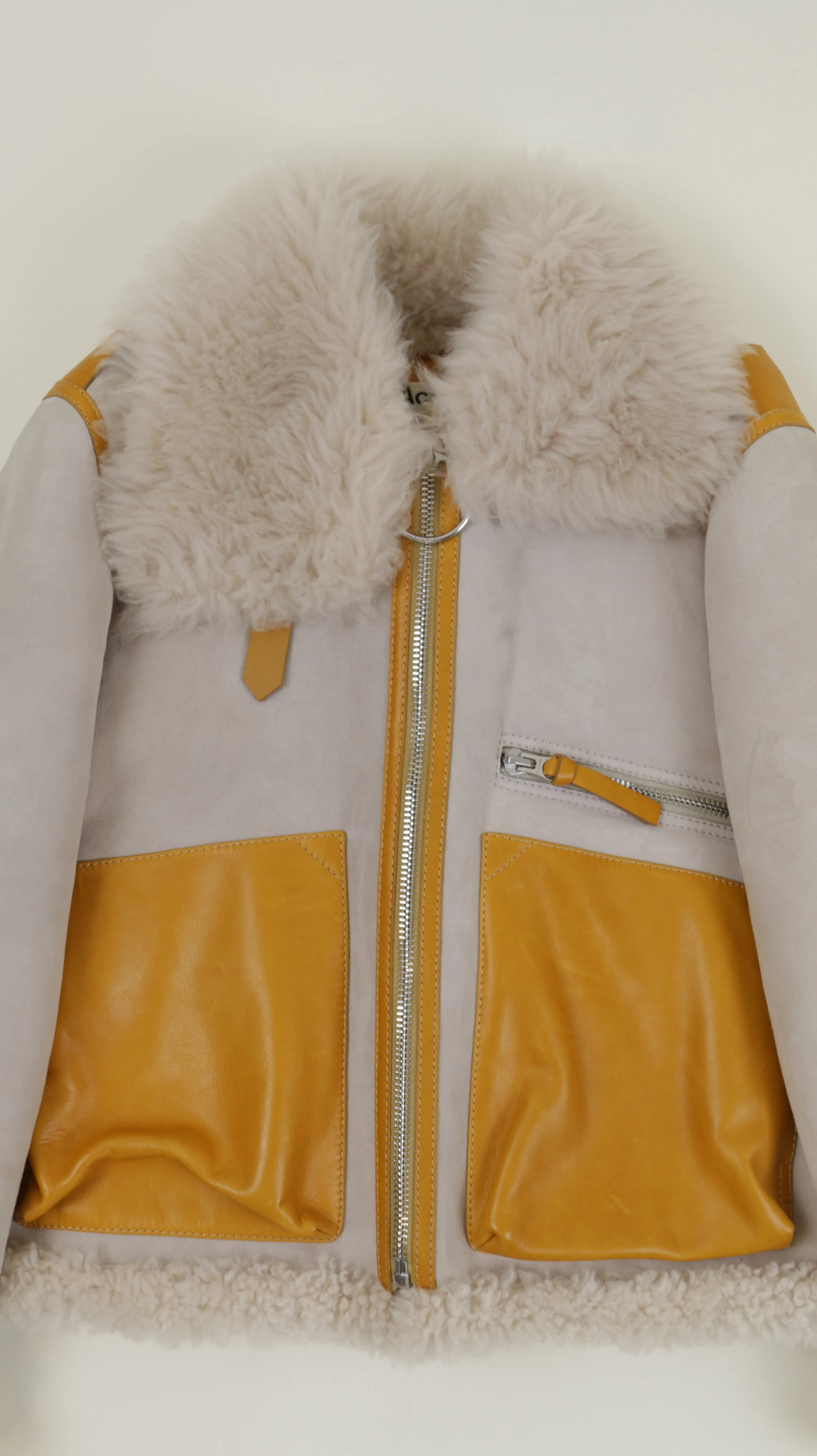 Grey & Yellow Shearling Lore Jacket