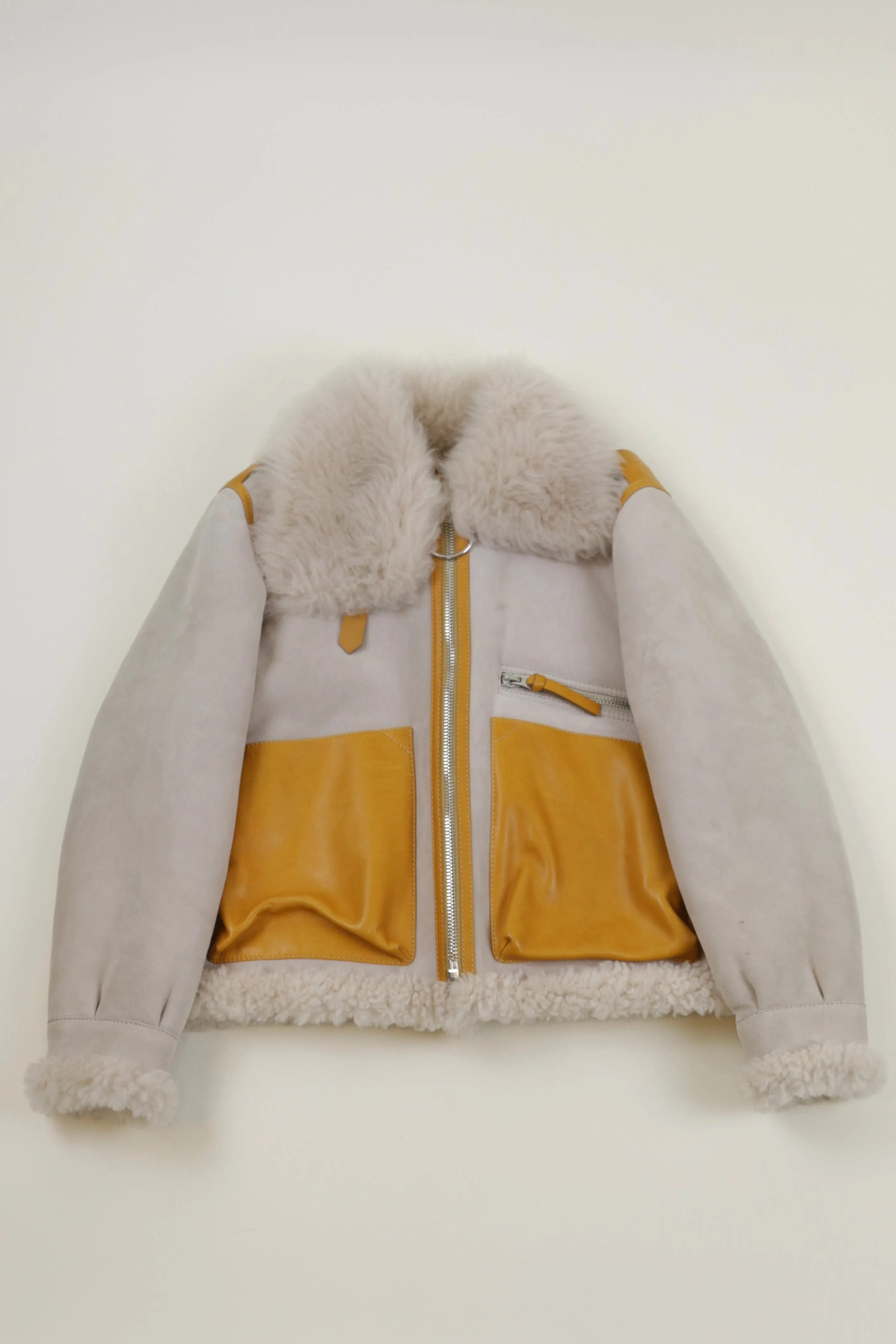 Grey & Yellow Shearling Lore Jacket