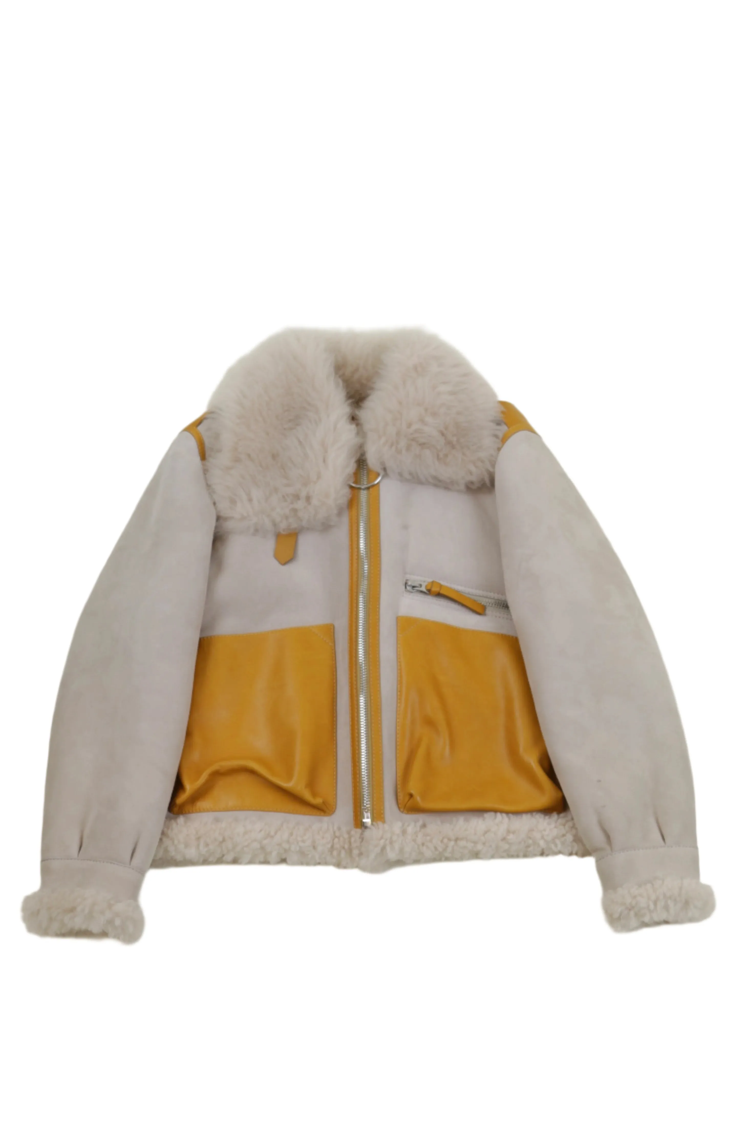 Grey & Yellow Shearling Lore Jacket