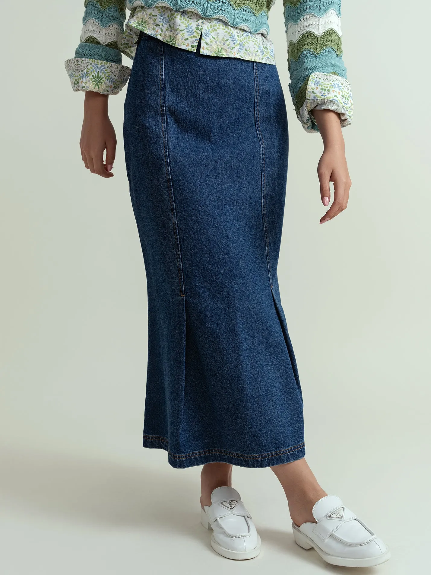 hd inverted pleat maxi skirt