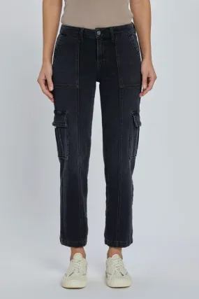 HIDDEN BLACK STRETCH CARGO POCKET STRAIGHT