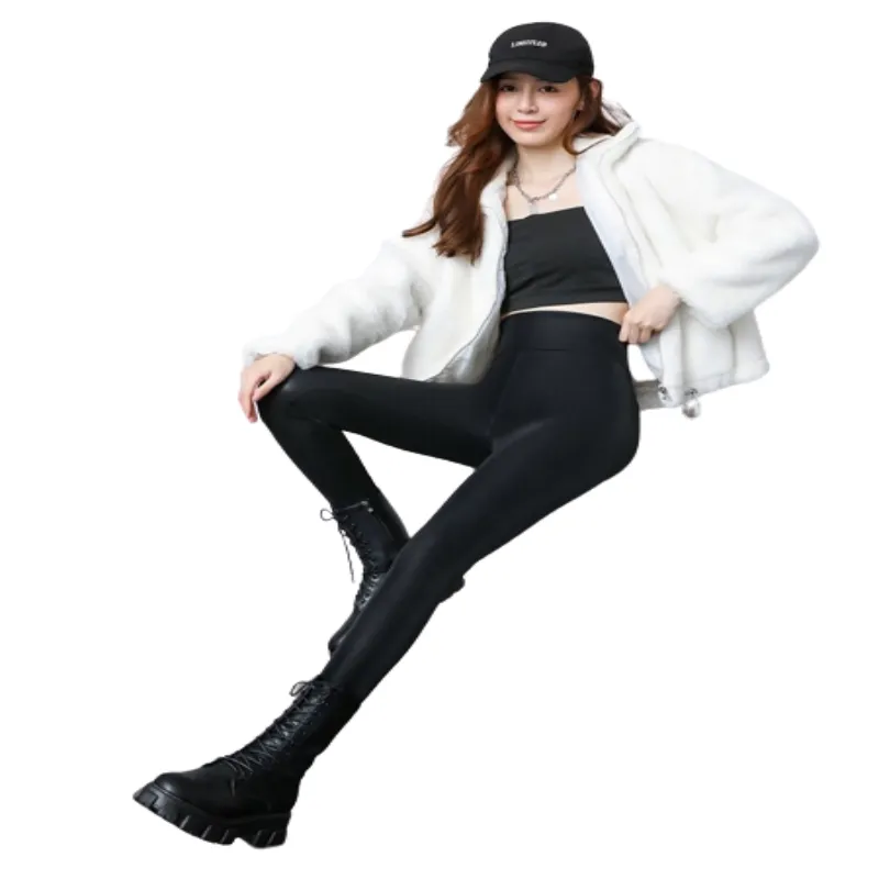 High Waist Skinny Leather Long Trouser