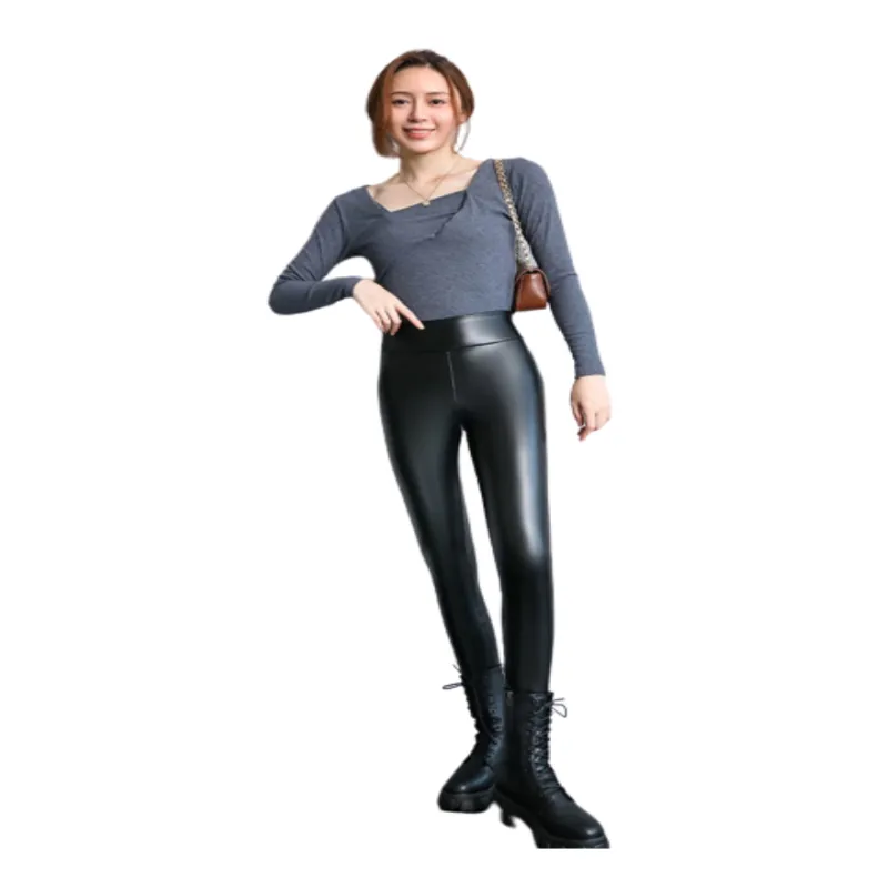 High Waist Skinny Leather Long Trouser