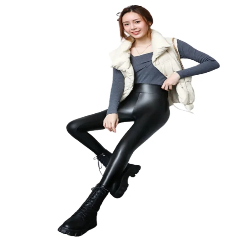 High Waist Skinny Leather Long Trouser