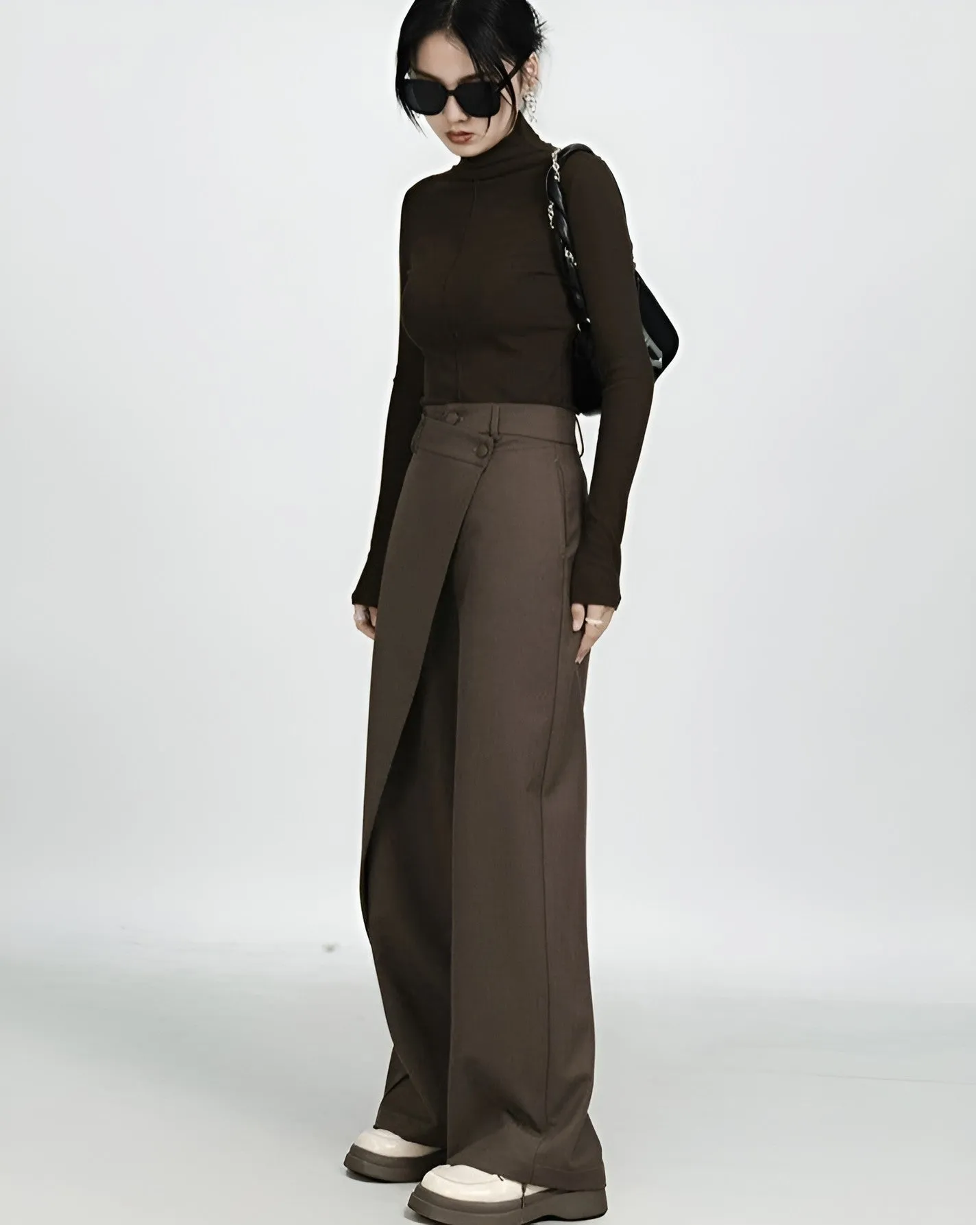 High-Waist Wide-Leg Pareo Tailored Pants
