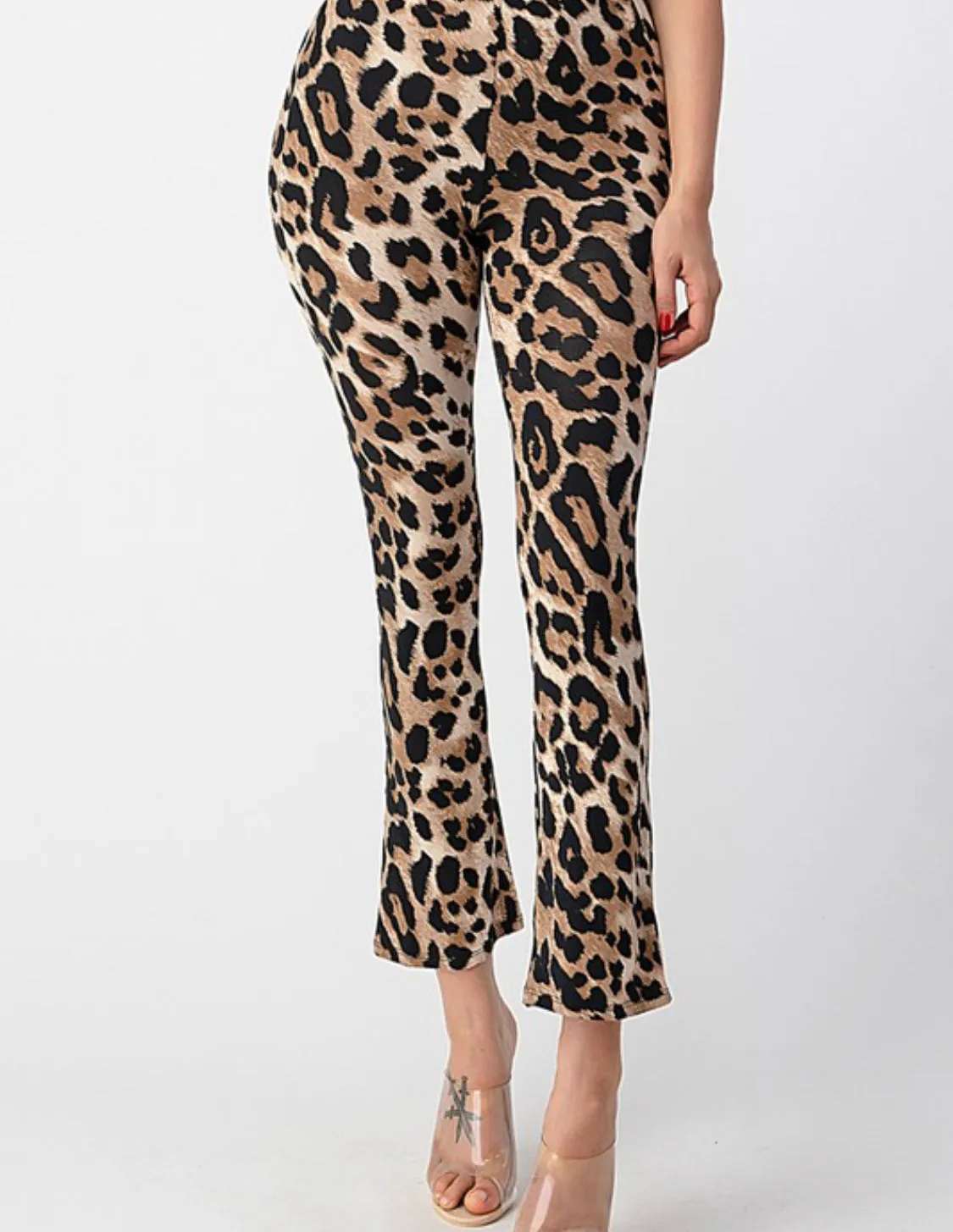 Highwater Flared Leopard Print Bell Bottom Leggings