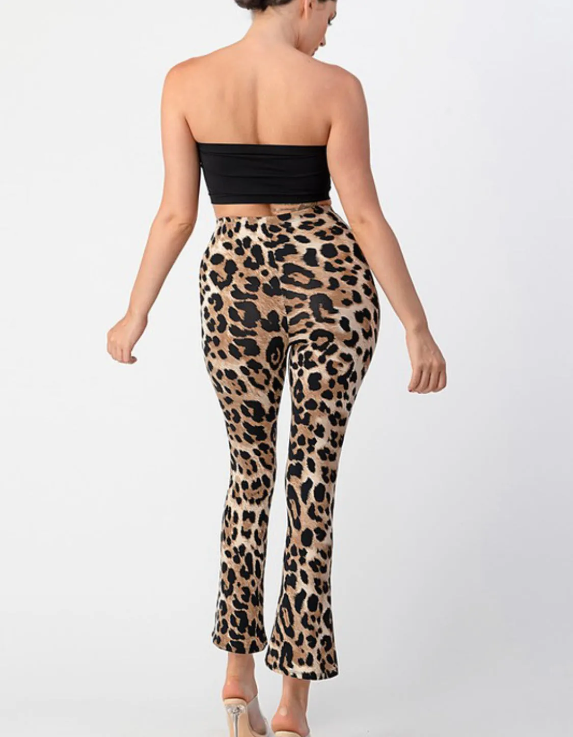 Highwater Flared Leopard Print Bell Bottom Leggings