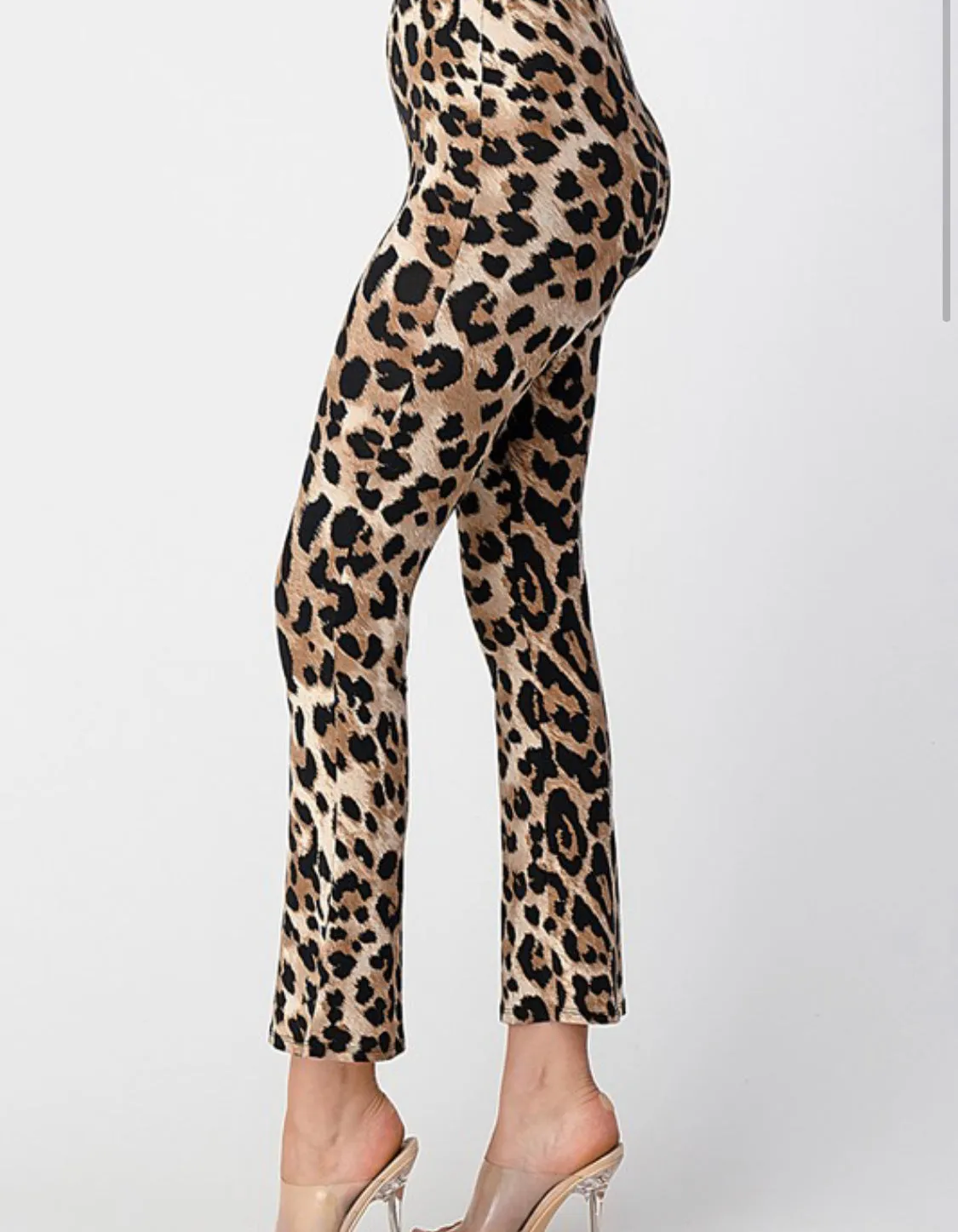Highwater Flared Leopard Print Bell Bottom Leggings