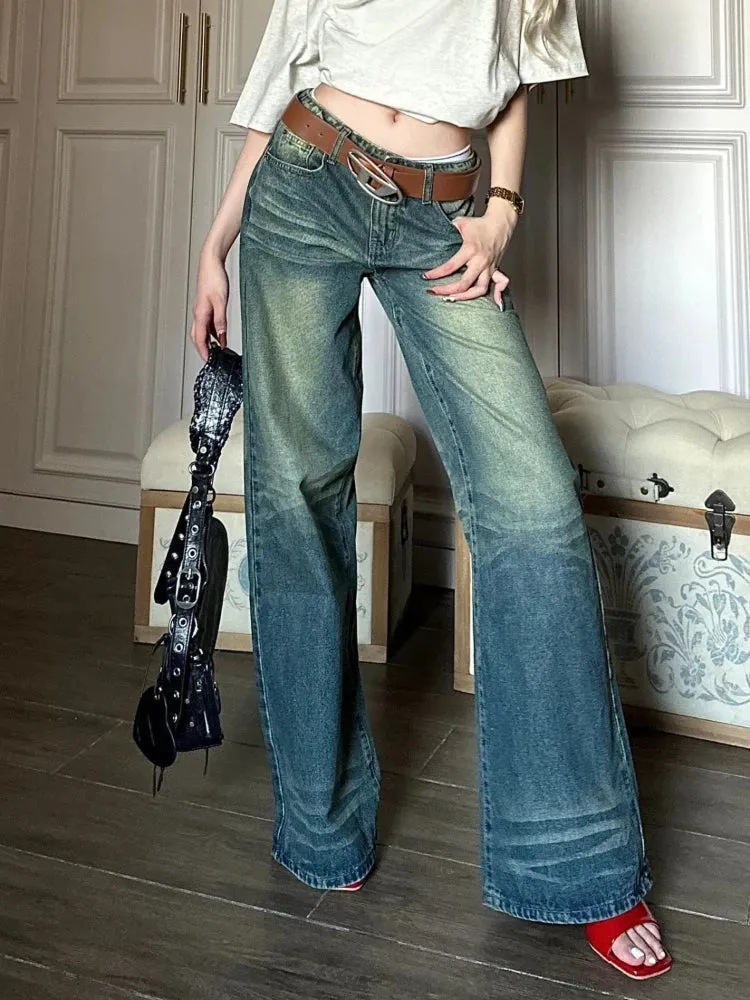 Jeans Women Y2k Fashion Baggy Style High Waist Wide Leg Denim Pants