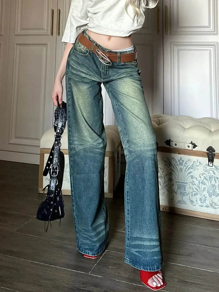 Jeans Women Y2k Fashion Baggy Style High Waist Wide Leg Denim Pants