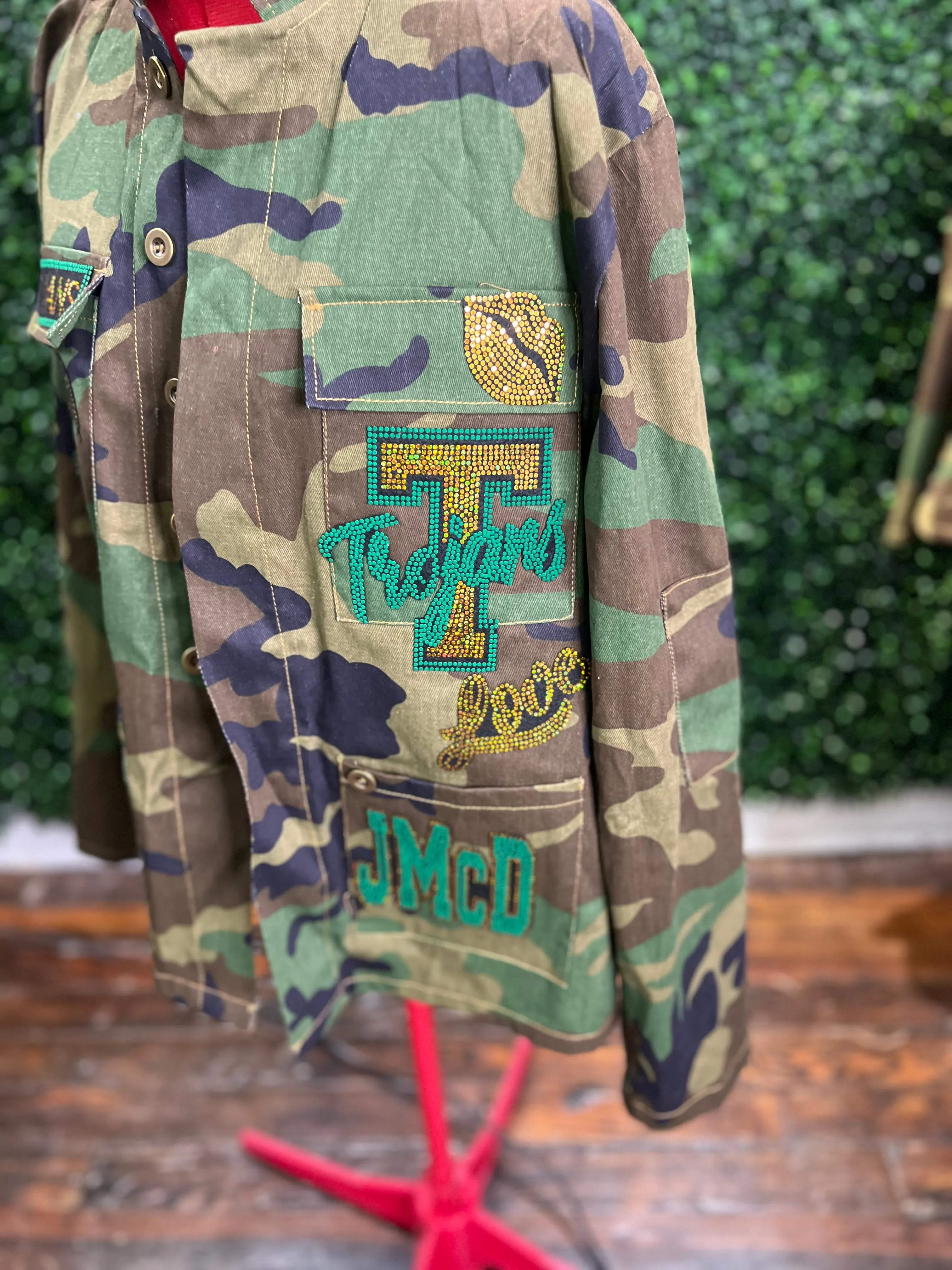 JOHN MCDONOGH TROJANS CAMOUFLAGE BLING Patchwork JACKET