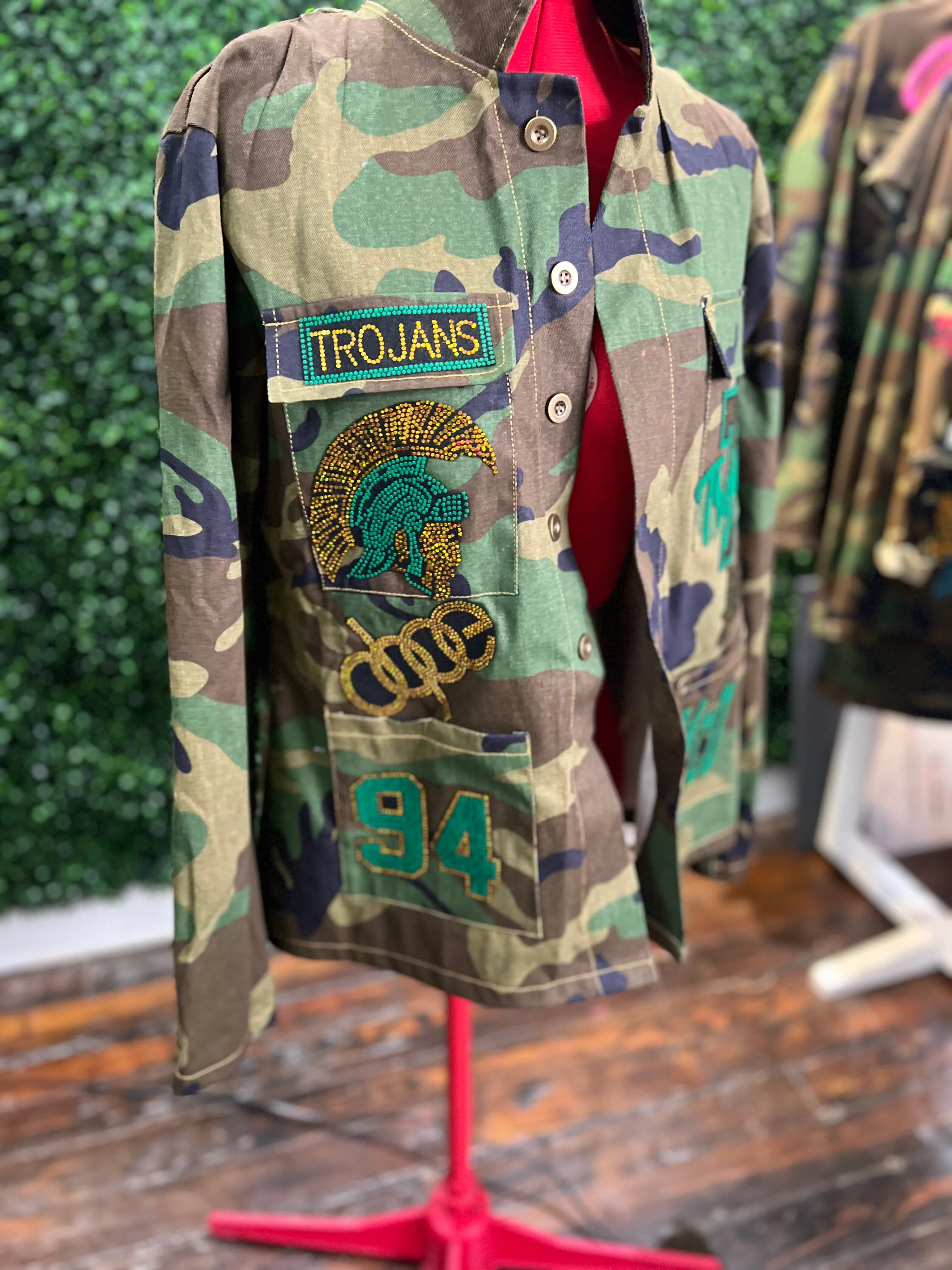 JOHN MCDONOGH TROJANS CAMOUFLAGE BLING Patchwork JACKET