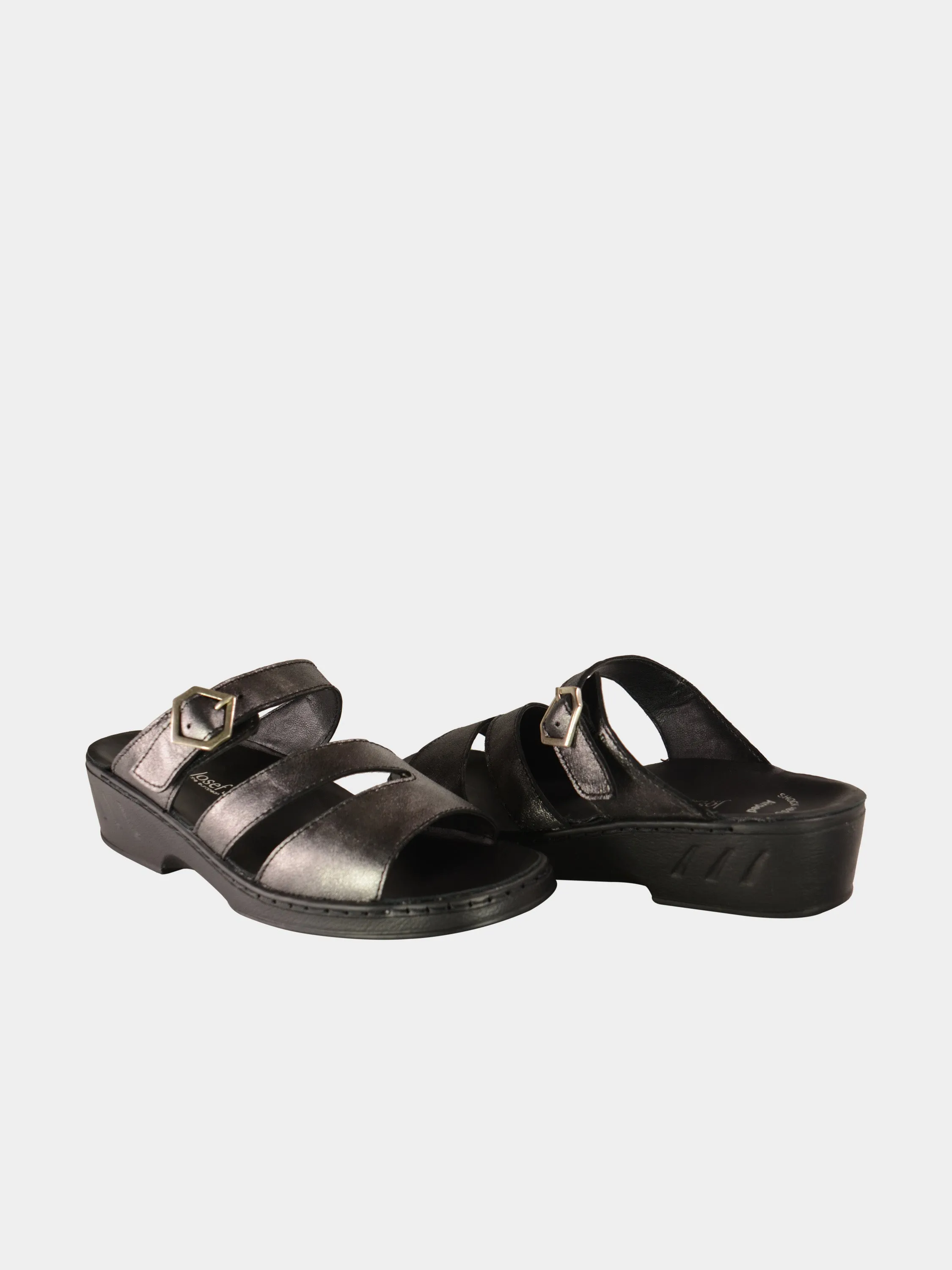 Josef Seibel Women's Slider Sandals in Grey Leather