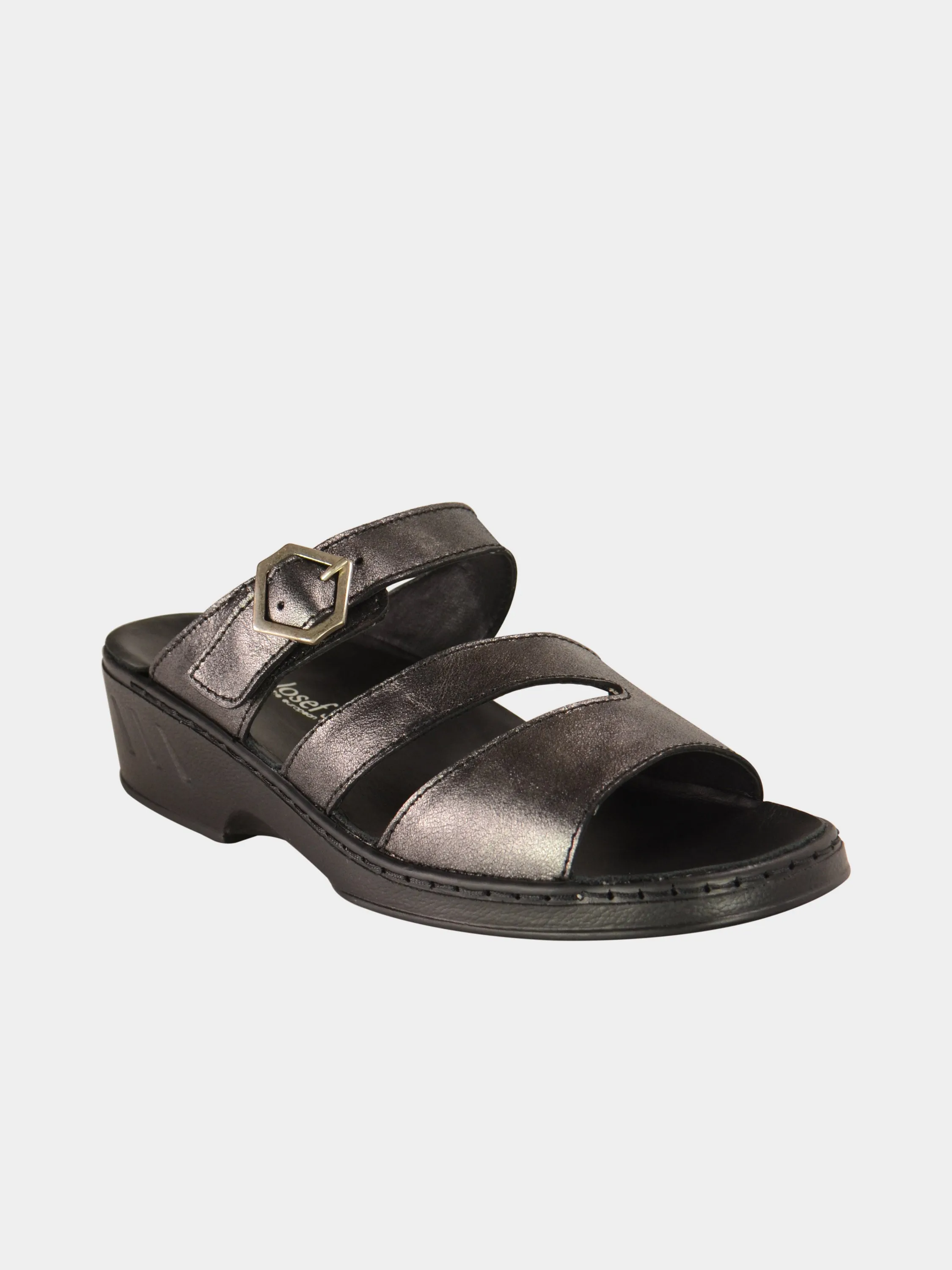 Josef Seibel Women's Slider Sandals in Grey Leather