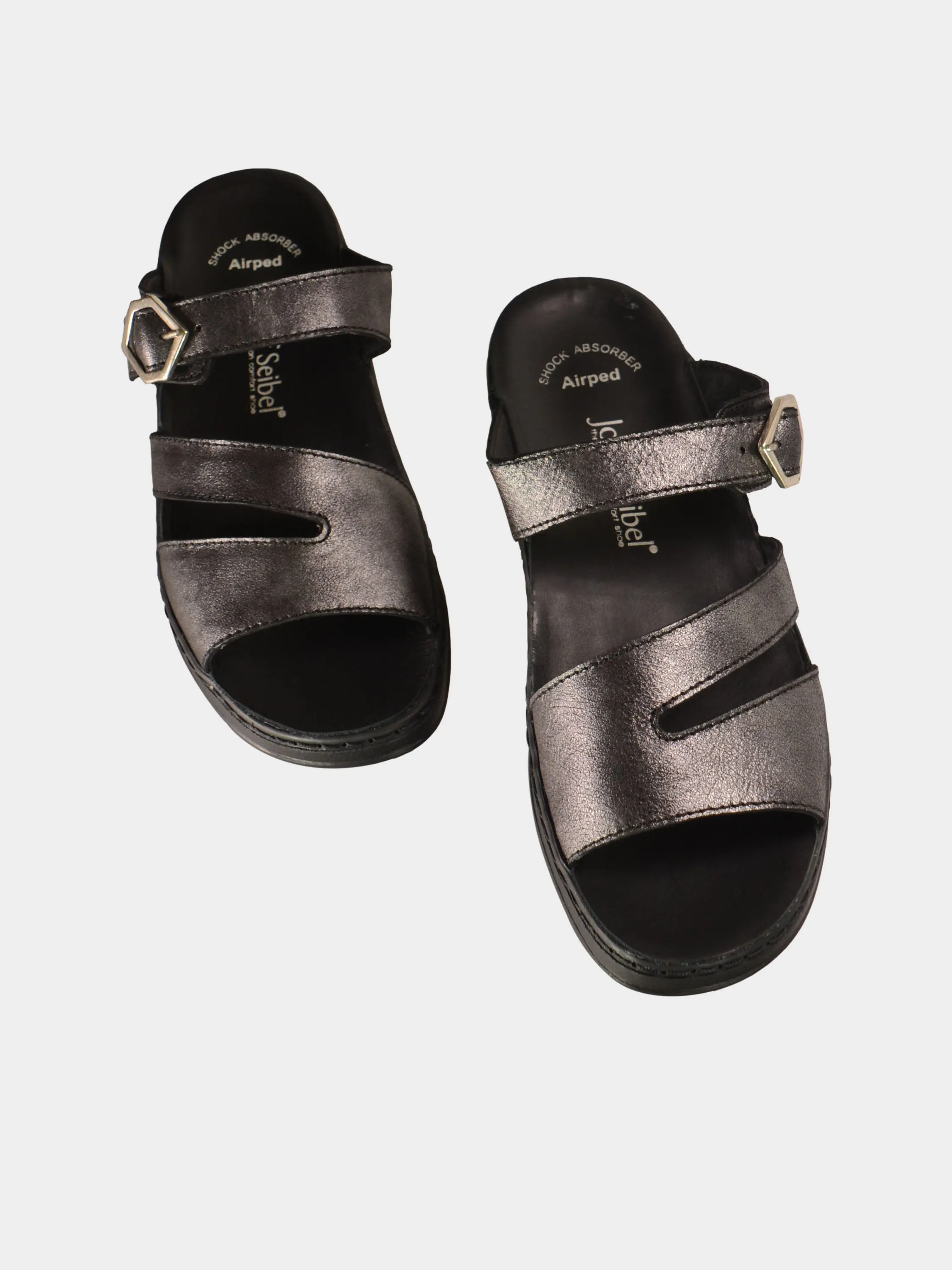 Josef Seibel Women's Slider Sandals in Grey Leather