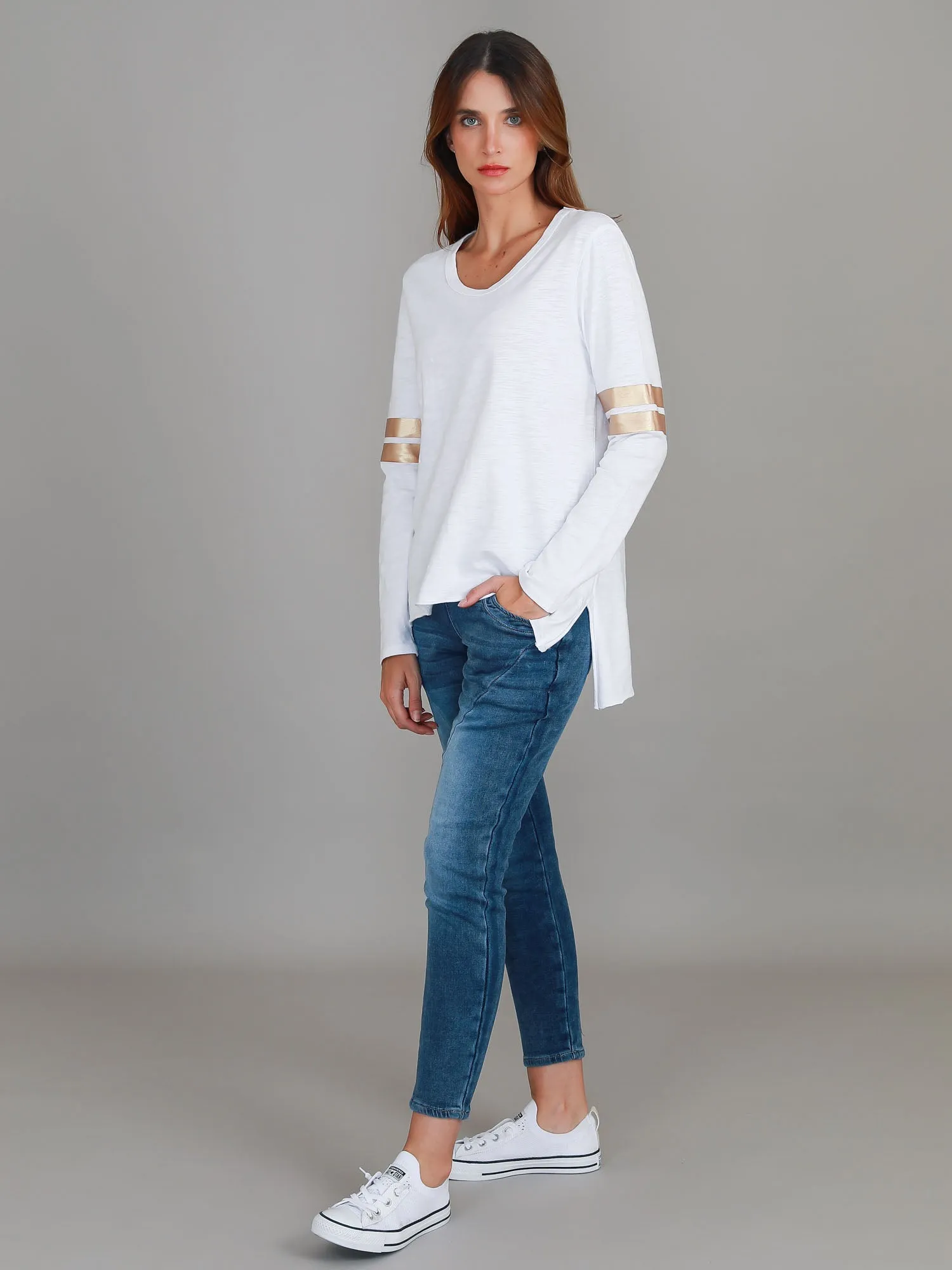 Kiara Twin Gold Stripe T Shirt