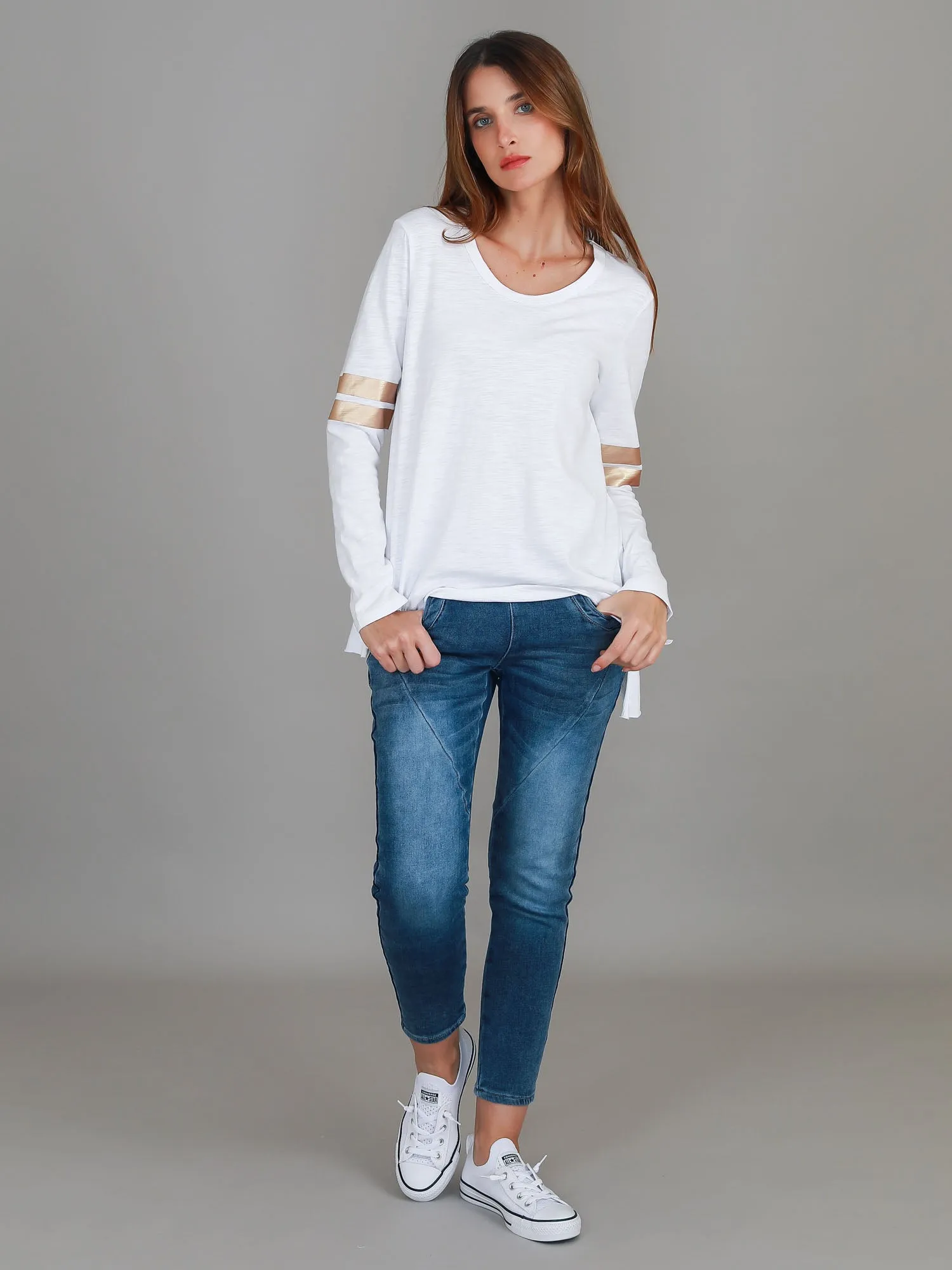 Kiara Twin Gold Stripe T Shirt