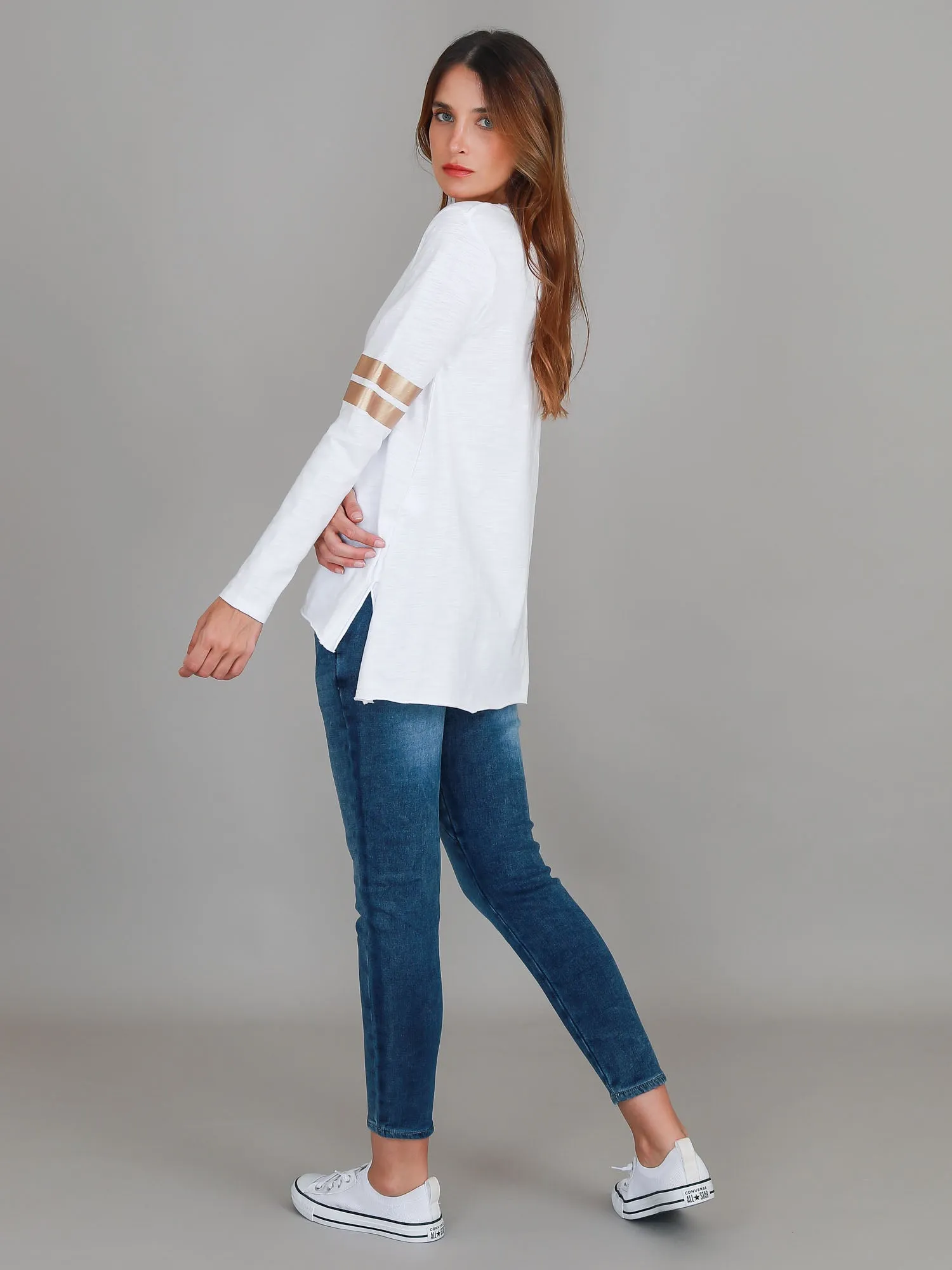 Kiara Twin Gold Stripe T Shirt