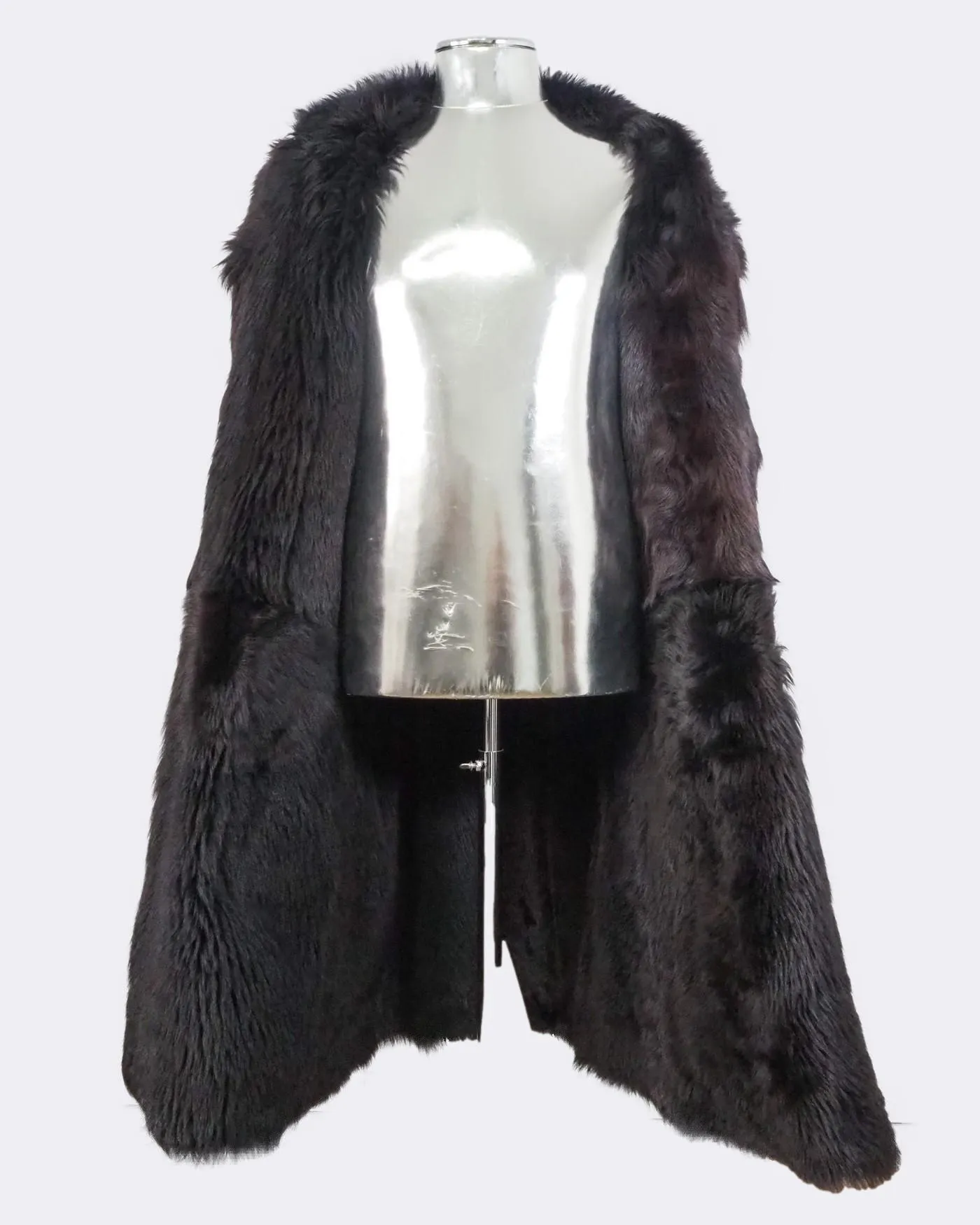 Long Leather and Shearling Fur Jacket