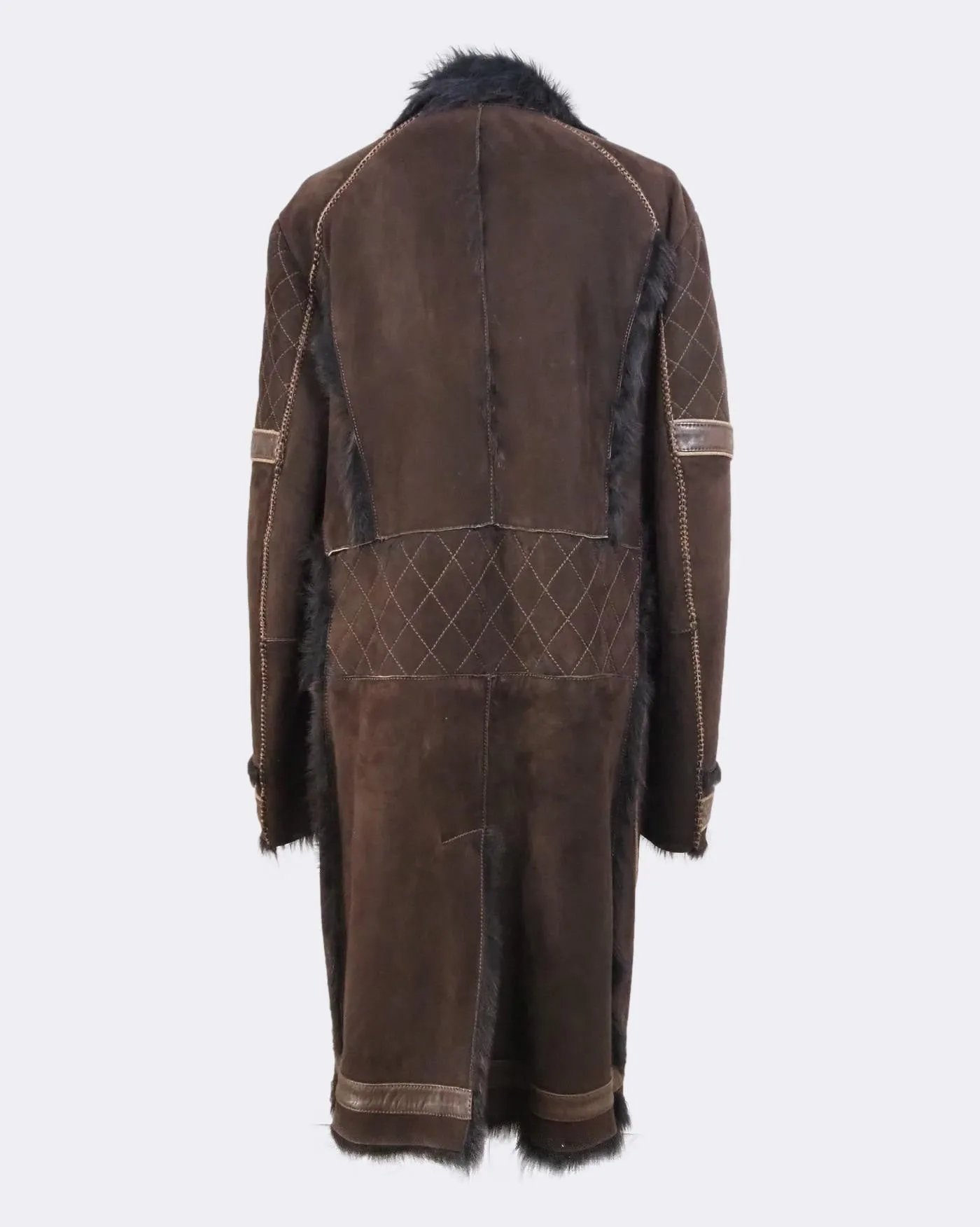 Long Leather and Shearling Fur Jacket