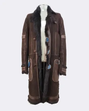Long Leather and Shearling Fur Jacket