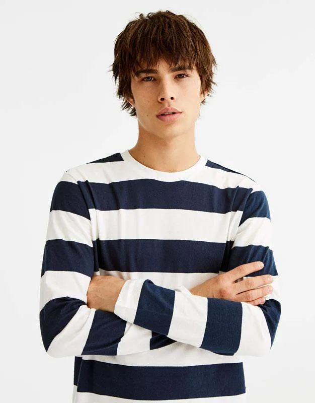 Long-sleeve striped T-shirt