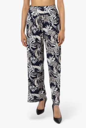 Majora Patterned High Waist Palazo Pants - Navy