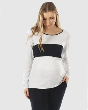 Maternity to Nursing Long Sleeve Cotton T-Shirt