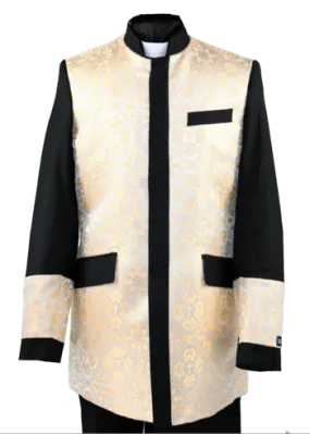 Men's Preaching Clergy Jacket Black/Cream