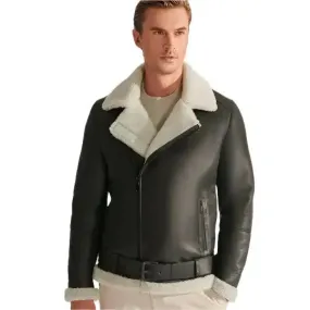 Men's RAF Black B3 Shearling Aviator Jacket – Classic & Warm