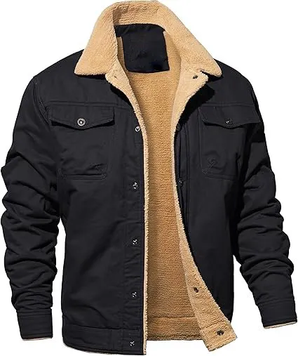 Men's Winter Cargo Jacket Fur Collar Fleece Casual Jacket Warm Cotton Military Coat For Men