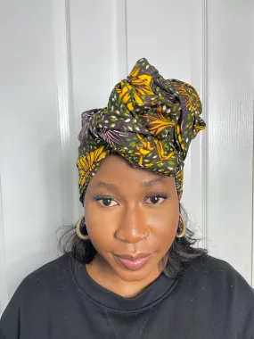 Miah Yellow and Green Ankara Headwrap/Scarf