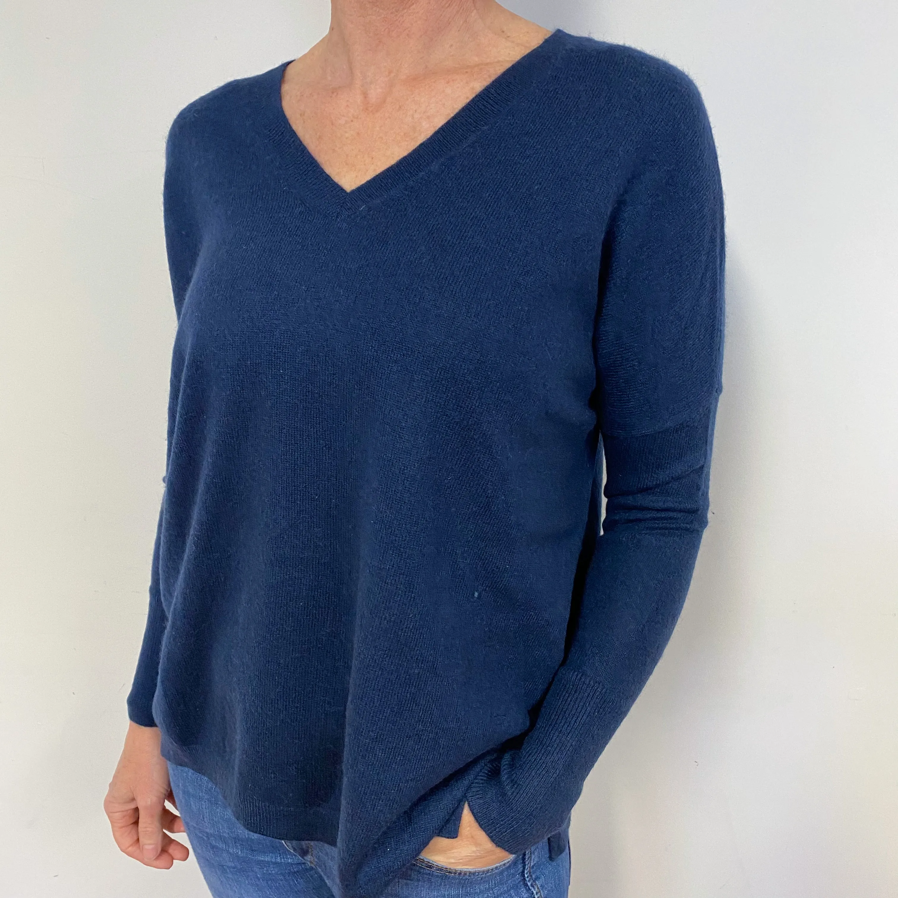 Midnight Blue V-Neck Jumper Medium