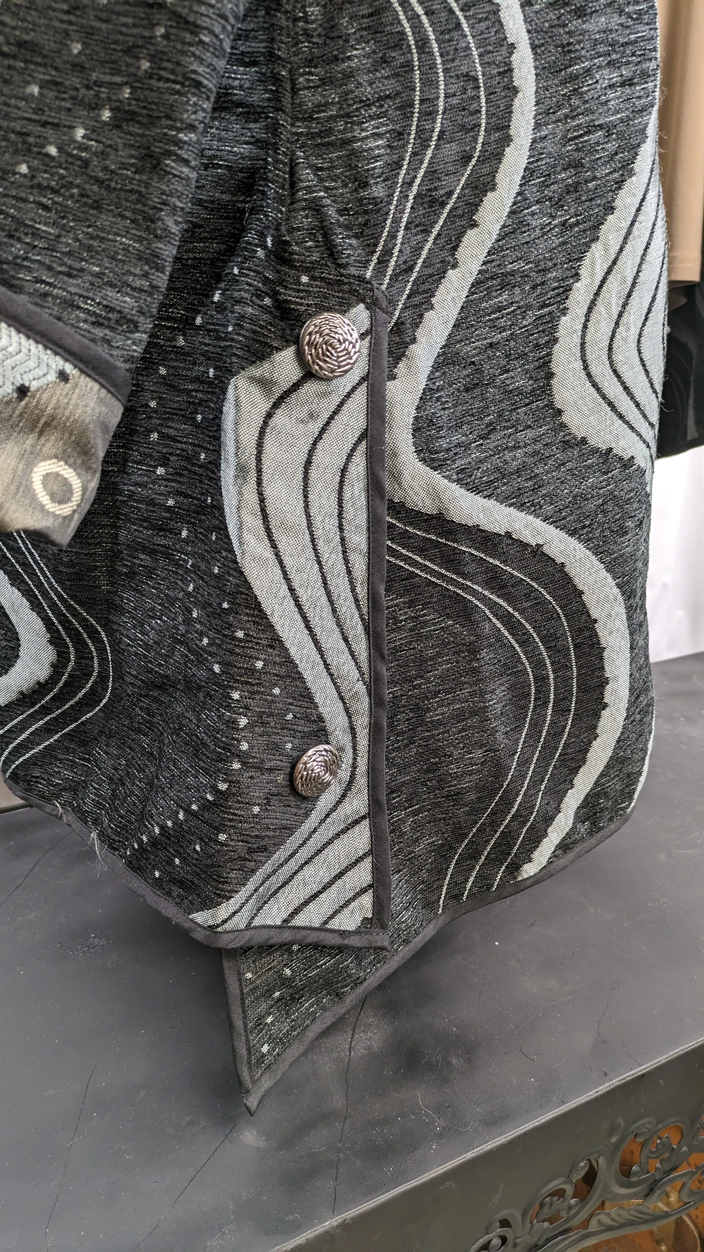 Modern Print Woman's Reversible Jacket Black and Gray Travel Ready