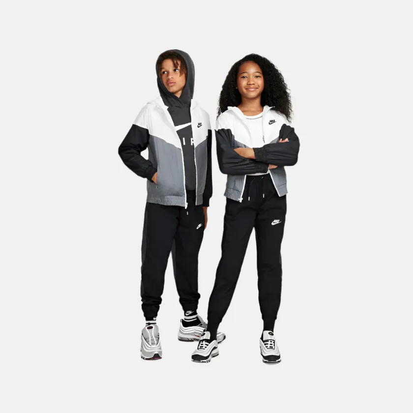 Nike Sportswear Windrunner Older Kid's Hooded Repel Jacket -White/Smoke Grey/Black/Black