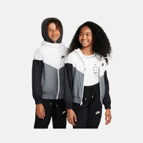 Nike Sportswear Windrunner Older Kid's Hooded Repel Jacket -White/Smoke Grey/Black/Black