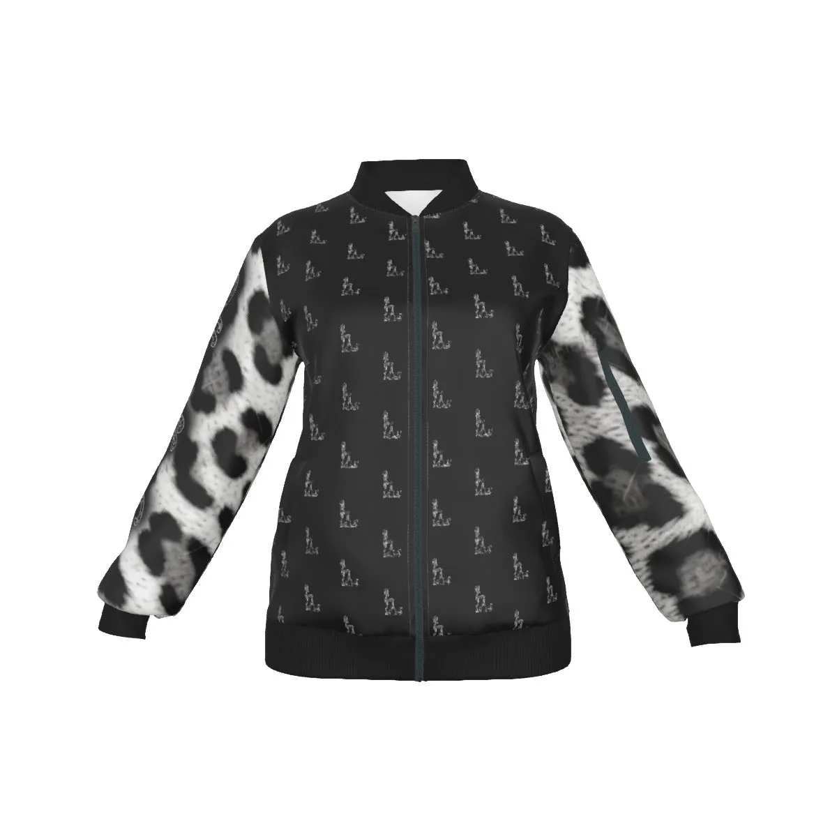 Officially Sexy Snow Leopard Collection Women's Girl on OS Logo All Over Jacket With Large Print Sleeves And Large Logo On The Back (English) #7