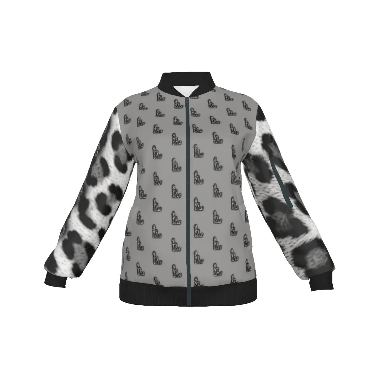 Officially Sexy Snow Leopard Collection Women's Girl on OS Logo All Over Jacket With Large Print Sleeves And Large Logo On The Back (English) #7