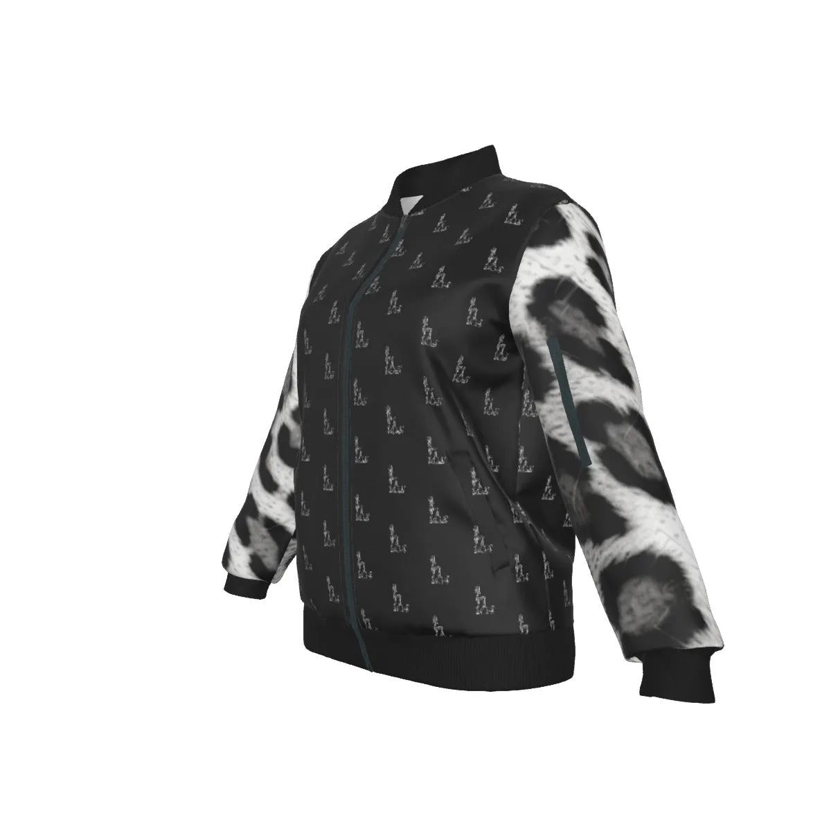 Officially Sexy Snow Leopard Collection Women's Girl on OS Logo All Over Jacket With Large Print Sleeves And Large Logo On The Back (English) #7