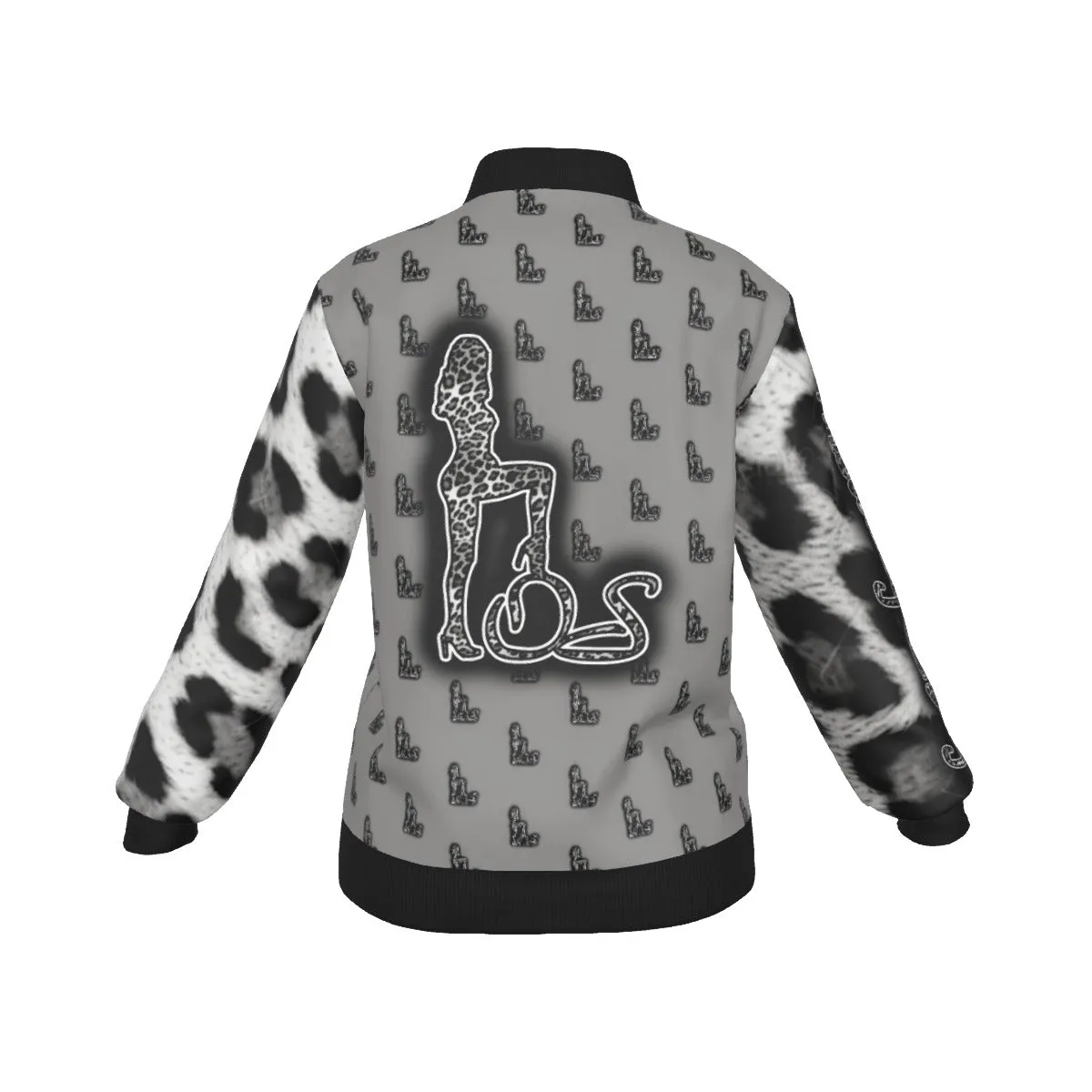 Officially Sexy Snow Leopard Collection Women's Girl on OS Logo All Over Jacket With Large Print Sleeves And Large Logo On The Back (English) #7