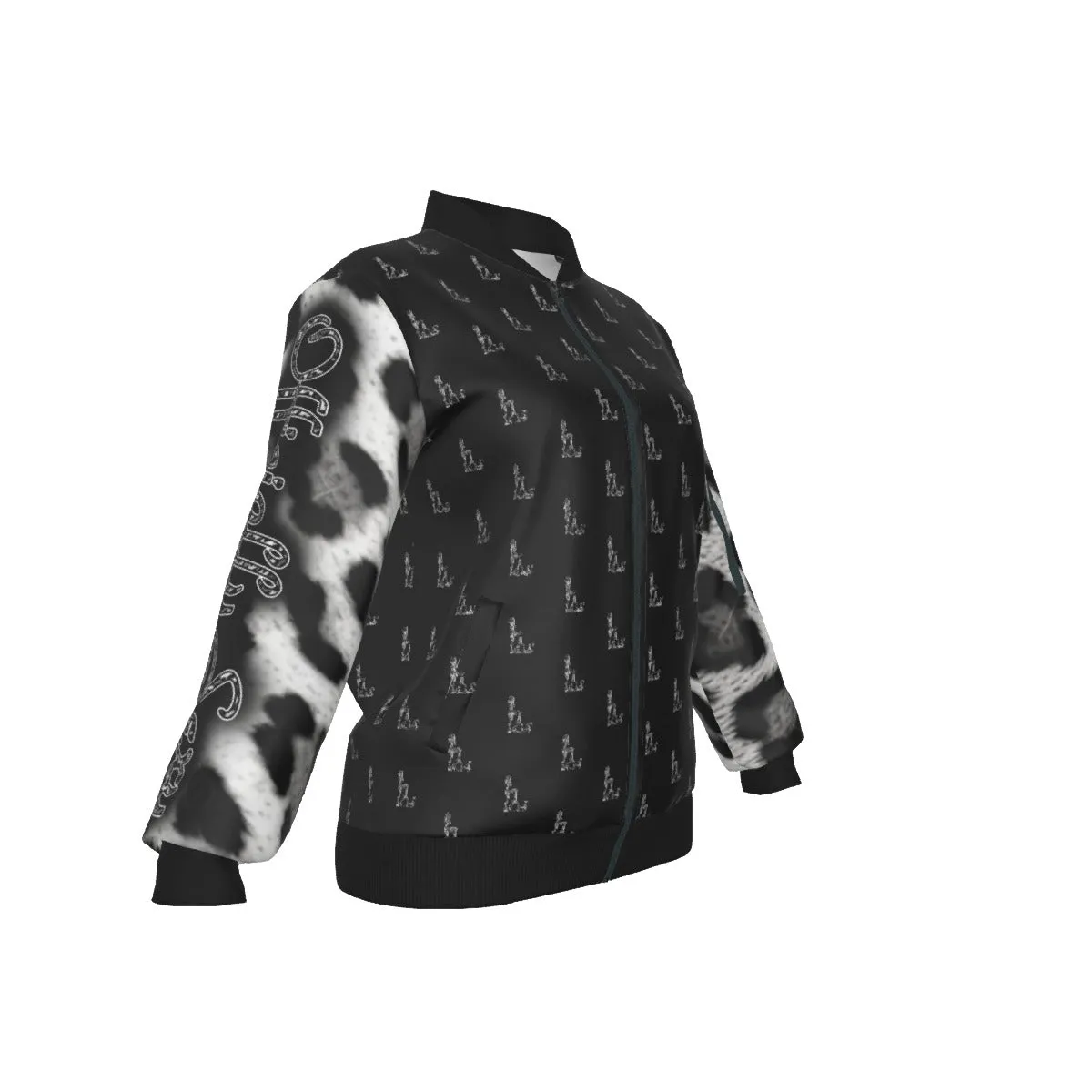 Officially Sexy Snow Leopard Collection Women's Girl on OS Logo All Over Jacket With Large Print Sleeves And Large Logo On The Back (English) #7