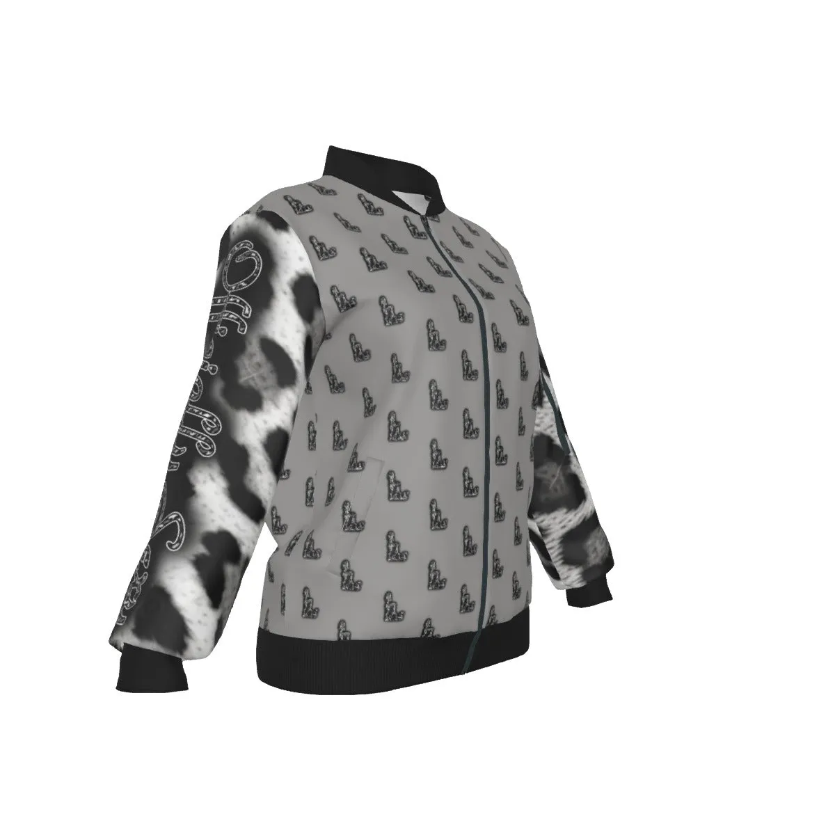 Officially Sexy Snow Leopard Collection Women's Girl on OS Logo All Over Jacket With Large Print Sleeves And Large Logo On The Back (English) #7