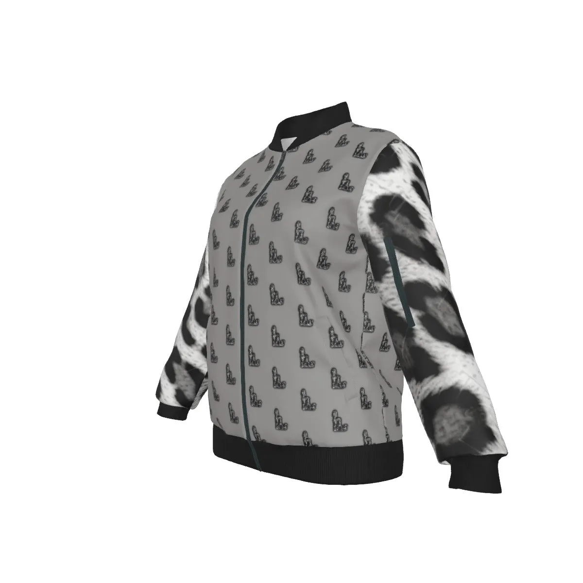 Officially Sexy Snow Leopard Collection Women's Girl on OS Logo All Over Jacket With Large Print Sleeves And Large Logo On The Back (English) #7